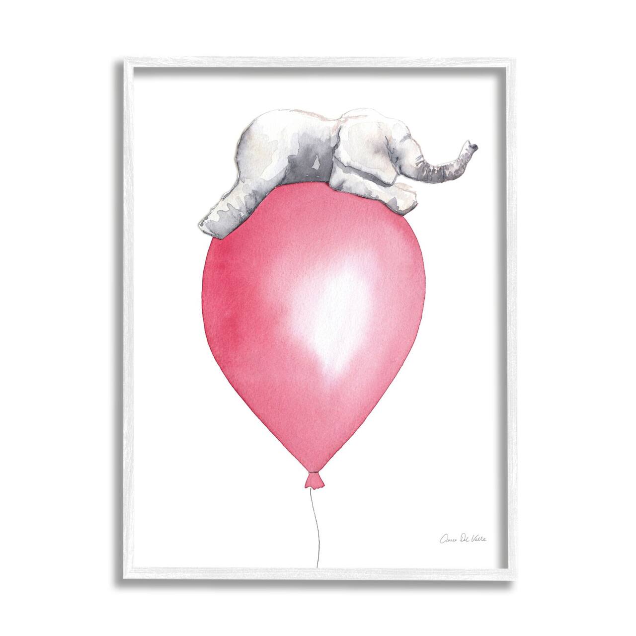 Stupell Industries Kids' Baby Elephant Sleeping on Large Red Balloon Framed Wall Art